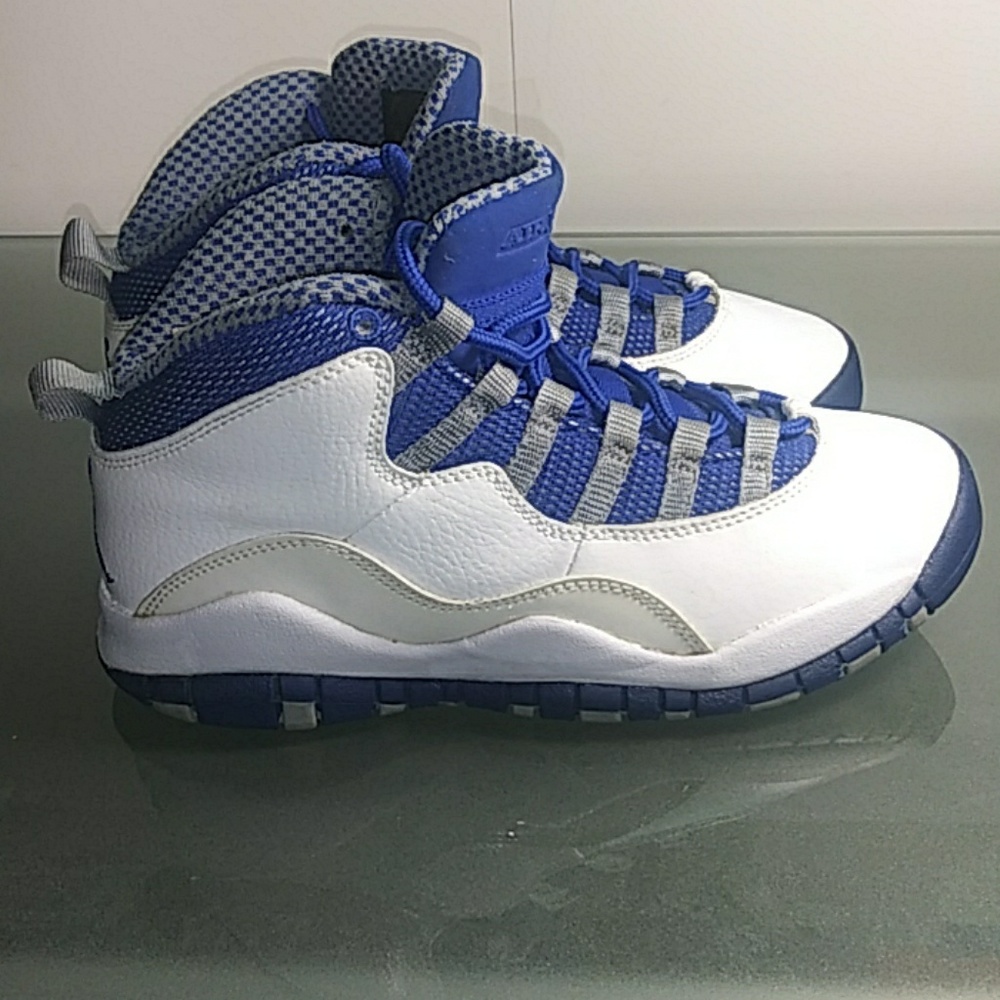 Blue and white Jordans for kids